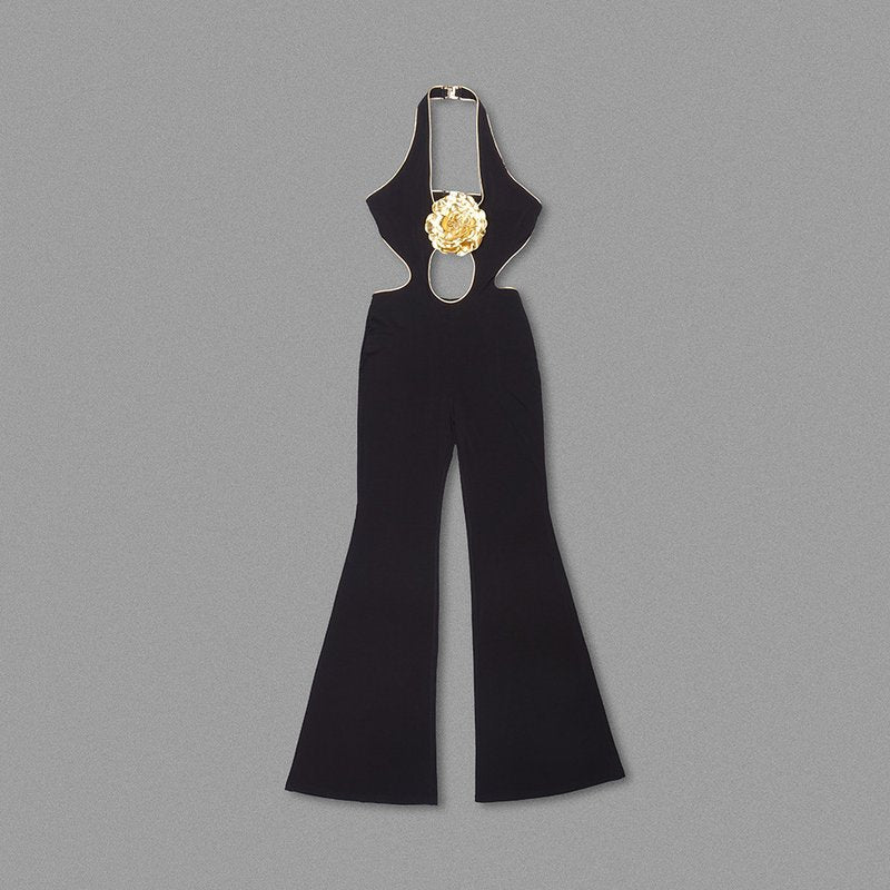 Black Halter Cutout Maxi Dress H6445