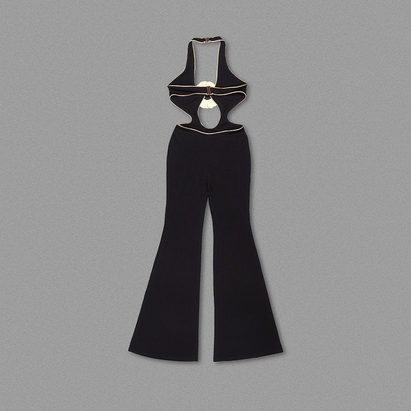 Black Halter Cutout Maxi Dress H6445