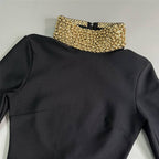 Black High Neck Beaded Sleeve Dress H6526