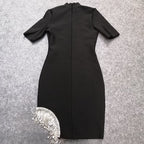 Black High Neck Fringe Hem Dress H3727