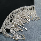 Black High Neck Fringe Hem Dress H3727