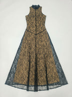 Black Lace Halter Maxi Dress H7089