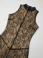 Black Lace Halter Maxi Dress H7089