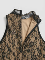 Black Lace Halter Maxi Dress H7089