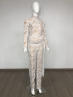 Black Lace Long Sleeve Bodysuit Set H6662