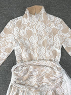 Black Lace Long Sleeve Bodysuit Set H6662