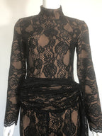 Black Lace Long Sleeve Bodysuit Set H6662