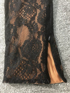 Black Lace Long Sleeve Bodysuit Set H6662