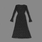 Black Lace Long Sleeve Maxi Dress H7036