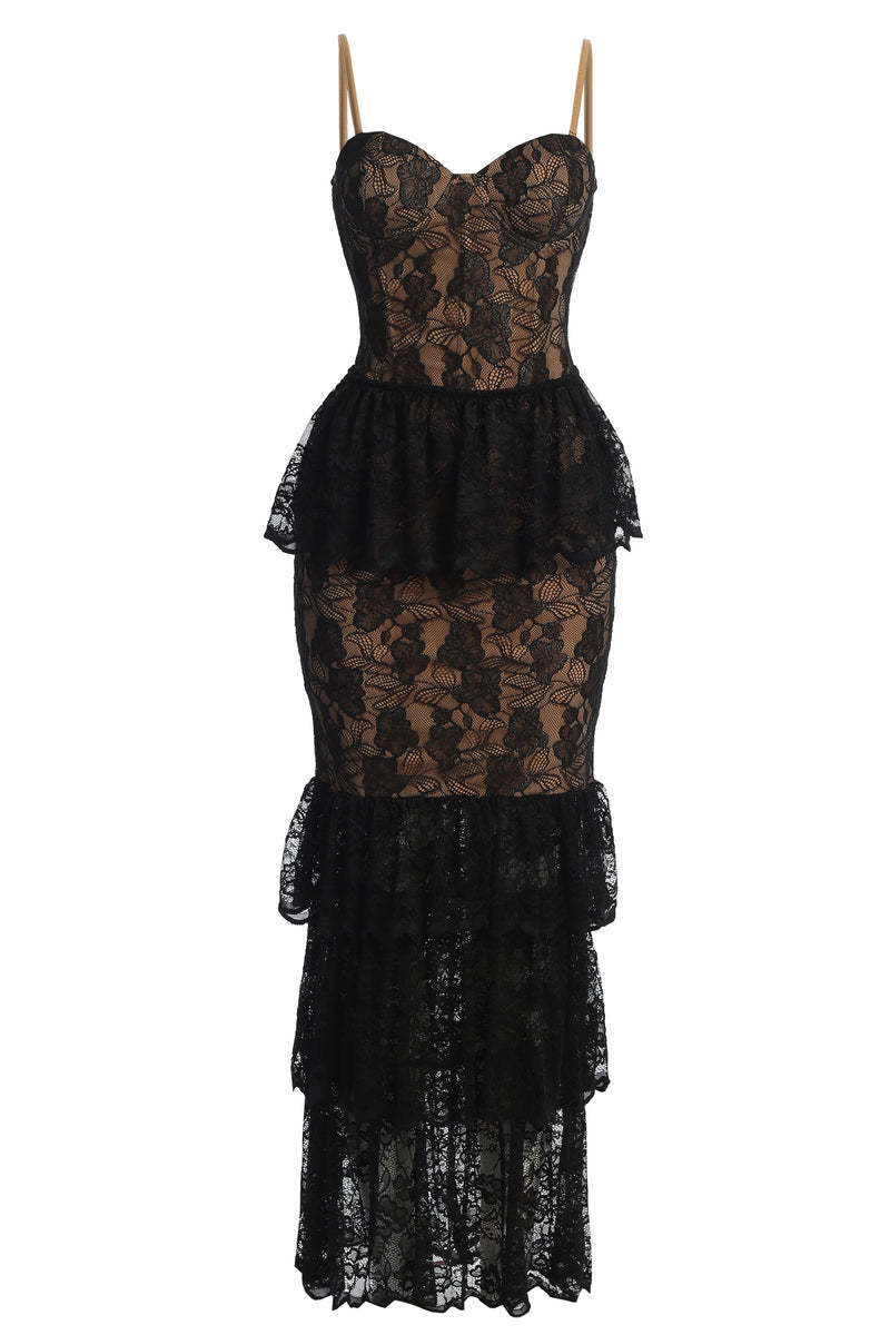 Black Lace Mermaid Evening Gown H6683