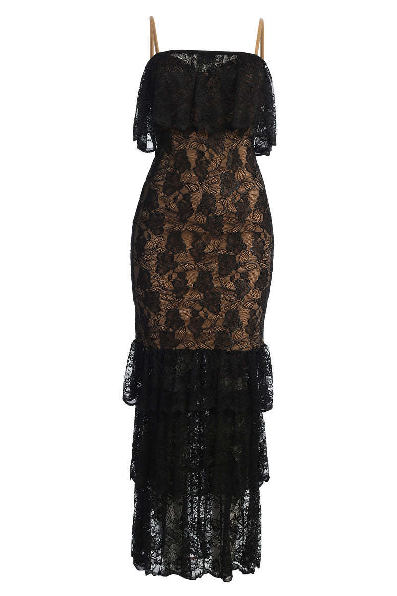 Black Lace Mermaid Evening Gown H6683