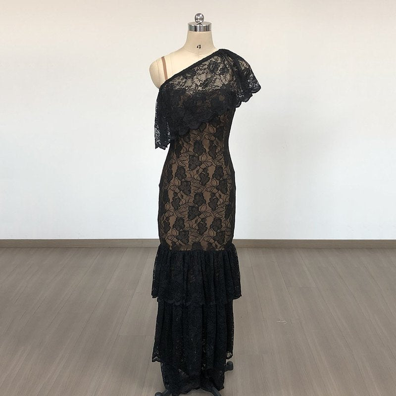 Black Lace Mermaid Evening Gown H6683