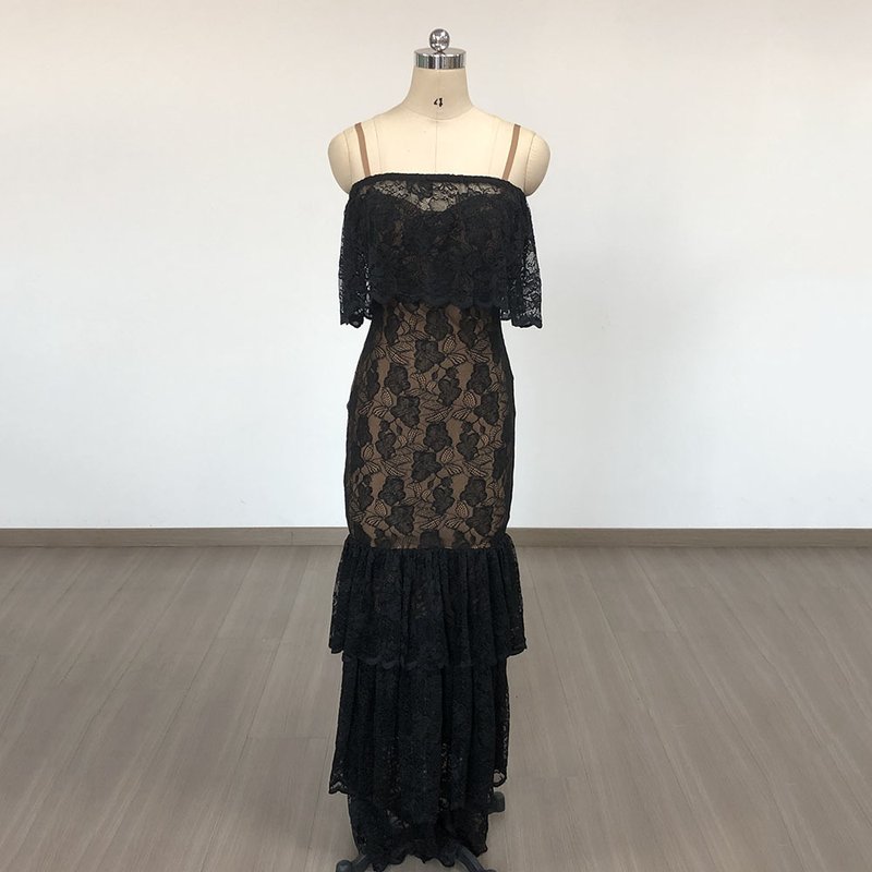 Black Lace Mermaid Evening Gown H6683