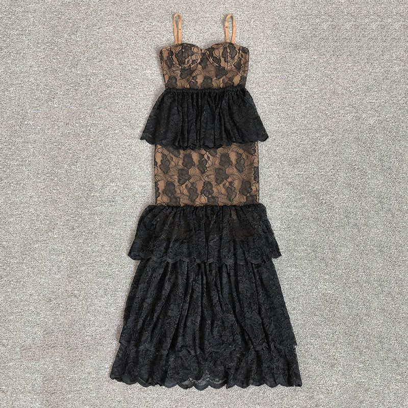 Black Lace Mermaid Evening Gown H6683