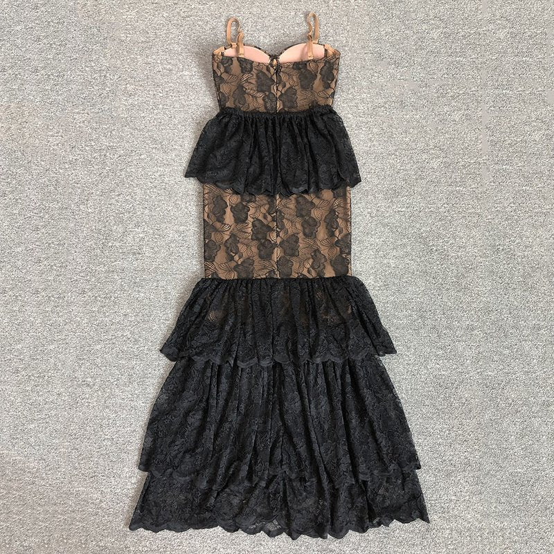 Black Lace Mermaid Evening Gown H6683