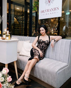 Black Lace Sheer Corset Midi Dress H5983