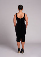 Black Lace Sheer Corset Midi Dress H5983