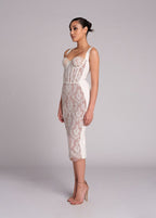 Black Lace Sheer Corset Midi Dress H5983