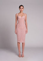 Black Lace Sheer Corset Midi Dress H5983