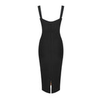 Black Lace Sheer Corset Midi Dress H5983