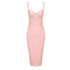 Black Lace Sheer Corset Midi Dress H5983