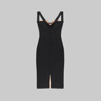 Black Lace Sheer Corset Midi Dress H5983