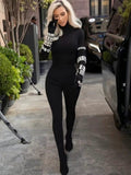 Black Long Sleeve Bodycon Jumpsuit H6134