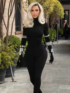 Black Long Sleeve Bodycon Jumpsuit H6134