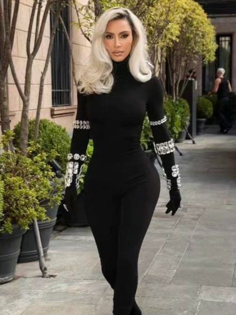 Black Long Sleeve Bodycon Jumpsuit H6134