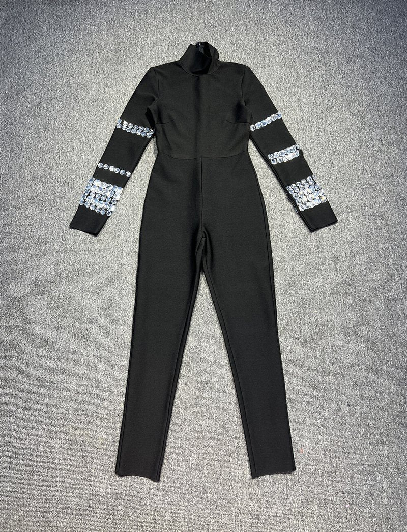 Black Long Sleeve Bodycon Jumpsuit H6134