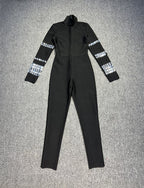 Black Long Sleeve Bodycon Jumpsuit H6134