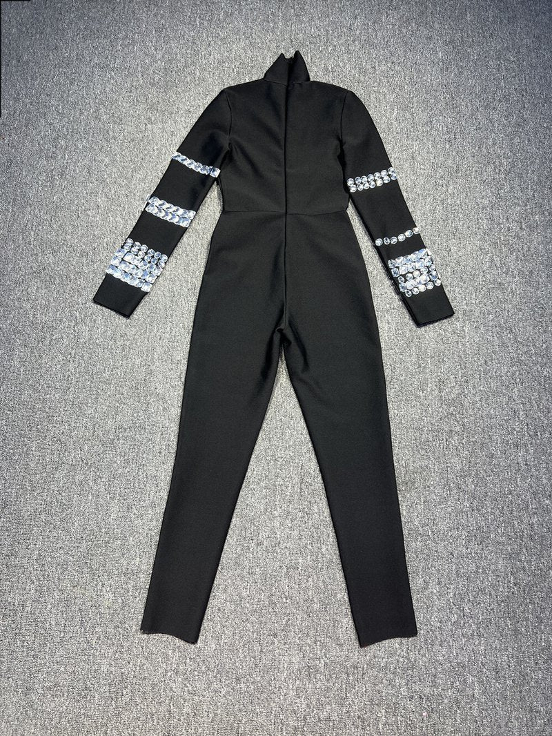 Black Long Sleeve Bodycon Jumpsuit H6134