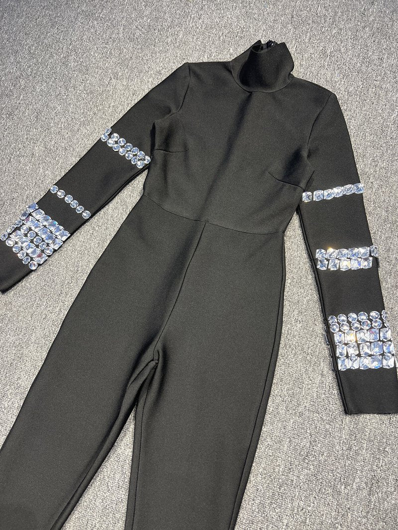 Black Long Sleeve Bodycon Jumpsuit H6134