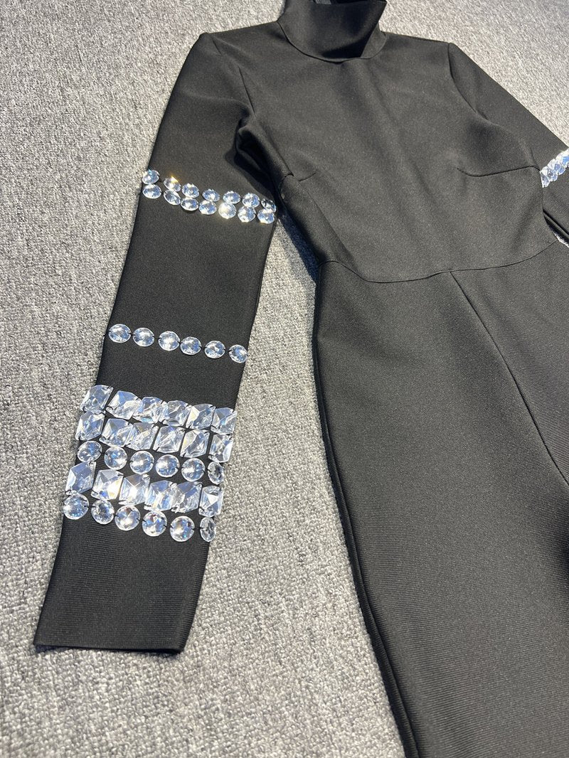 Black Long Sleeve Bodycon Jumpsuit H6134
