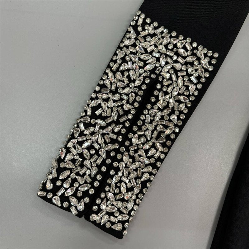 Black Long Sleeve Embellished Mermaid Gown H6576
