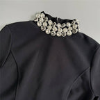 Black Long Sleeve Embellished Mini Dress H6525