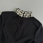 Black Long Sleeve Embellished Mini Dress H6525