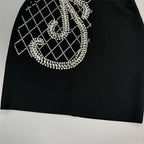 Black Long Sleeve Embellished Mini Dress H6573