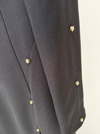 Black Long Sleeve Pearl-Embellished Gown H6741