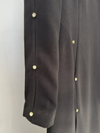 Black Long Sleeve Pearl-Embellished Gown H6741