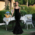 Black Mermaid Sequin Maxi Dress H6857