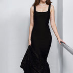 Black Mermaid Sequin Maxi Dress H6857