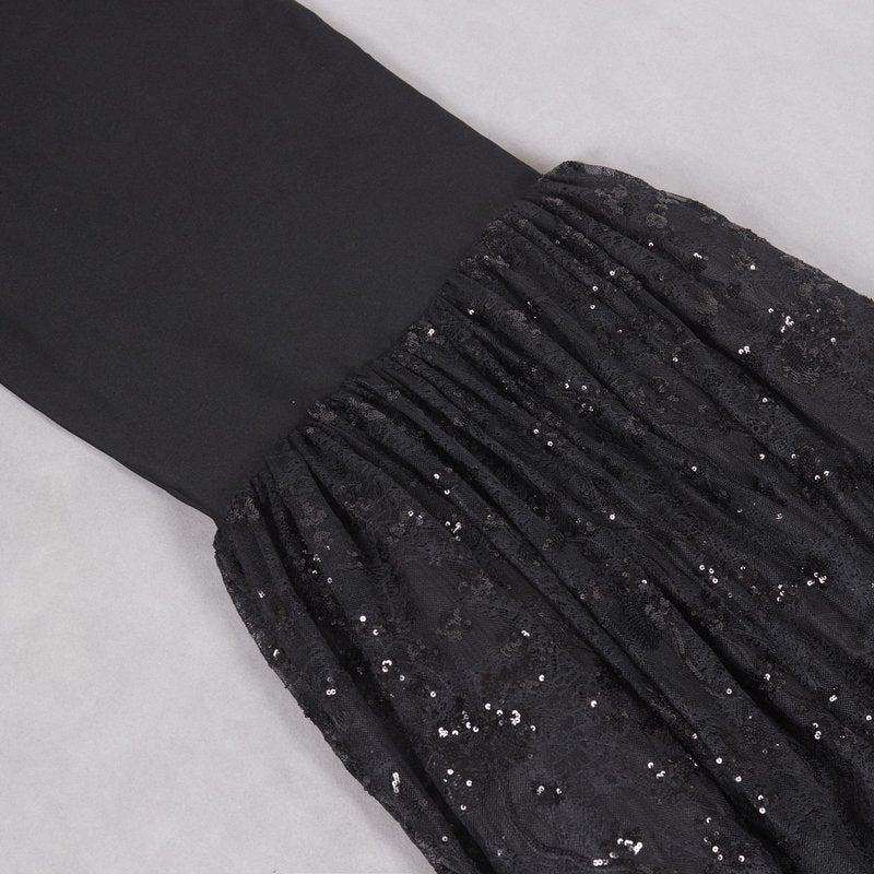 Black Mermaid Sequin Maxi Dress H6857