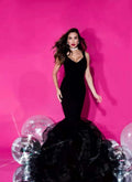 Black Mermaid Tulle Gown with Sequin Skirt H2571