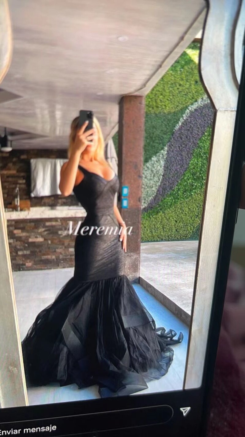 Black Mermaid Tulle Gown with Sequin Skirt H2571