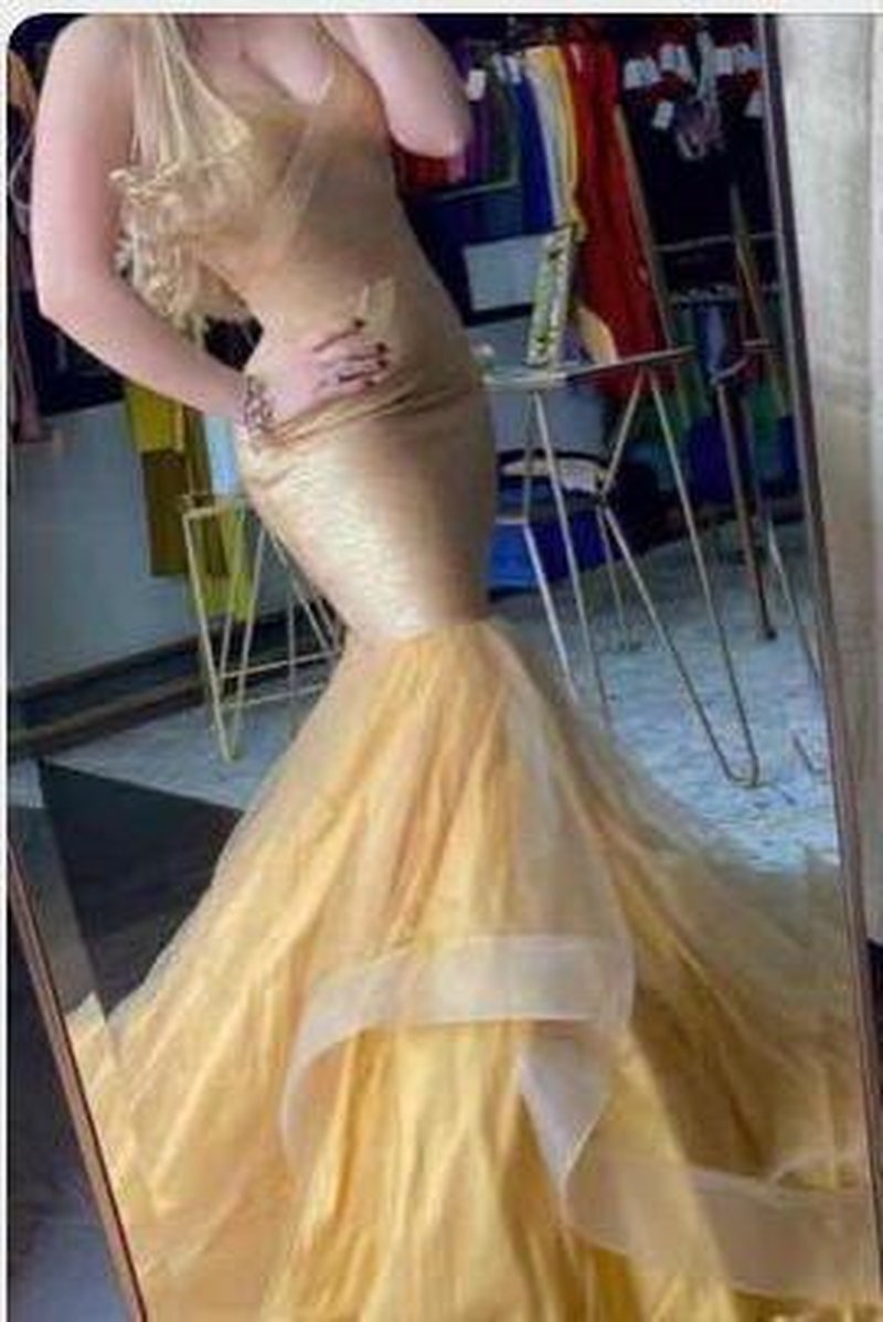 Black Mermaid Tulle Gown with Sequin Skirt H2571