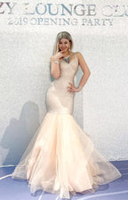 Black Mermaid Tulle Gown with Sequin Skirt H2571