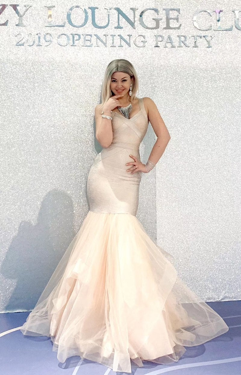 Black Mermaid Tulle Gown with Sequin Skirt H2571