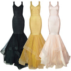 Black Mermaid Tulle Gown with Sequin Skirt H2571
