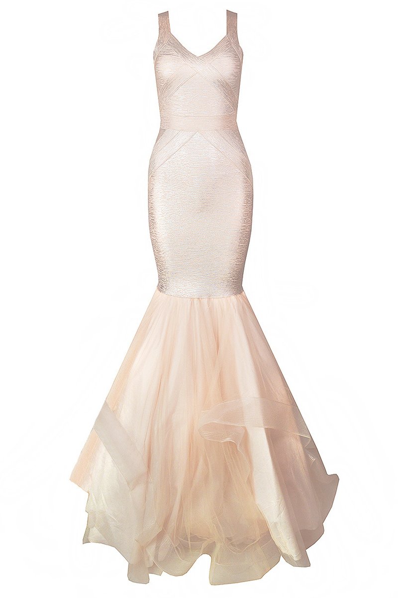 Black Mermaid Tulle Gown with Sequin Skirt H2571